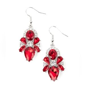 Stunning Starlet - Red & White Rhinestone Earrings **NEW
